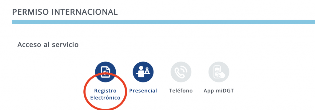 Registro electrónico para el carnet internacional de conducir
