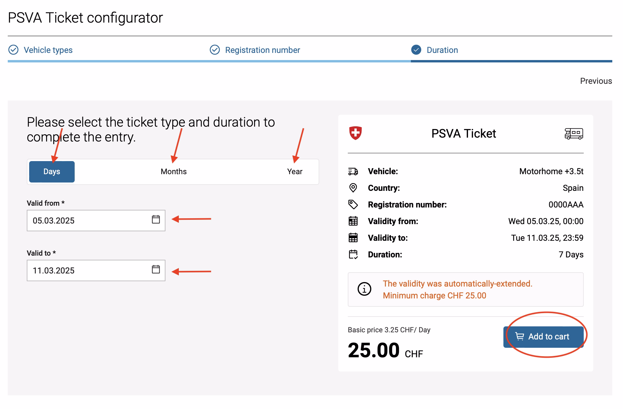 comprando la viñeta para las carreteras de Suiza para autocaravanas de mas de 3,5 tn