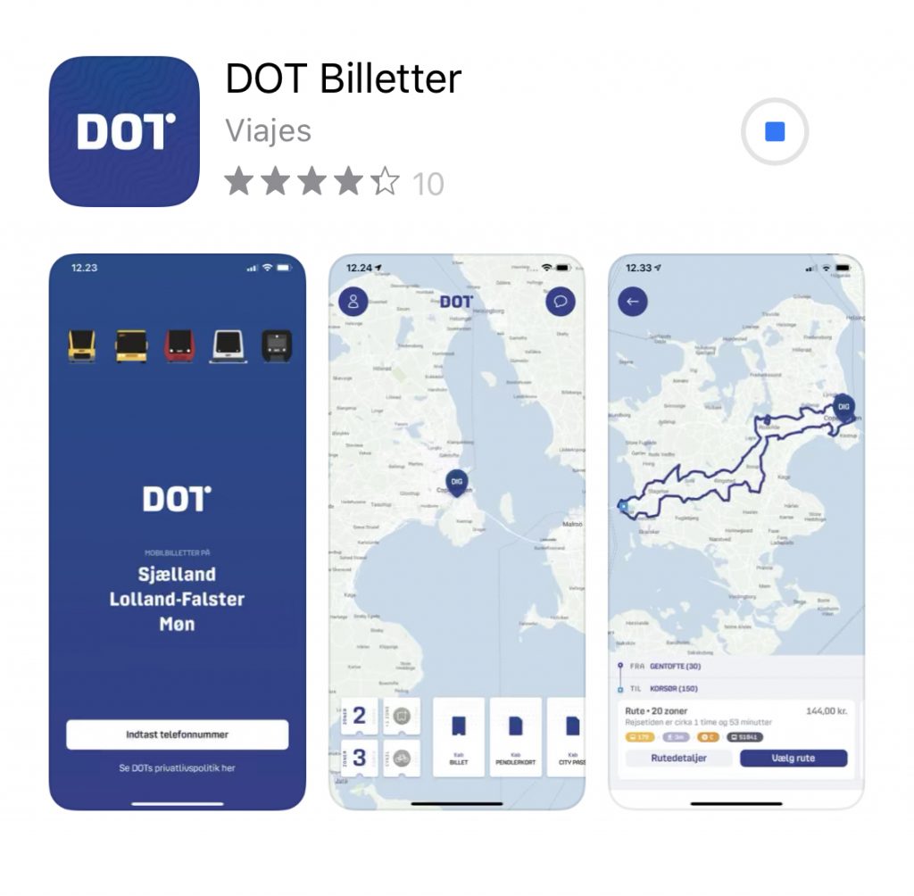 App DOT Billeter para moverse en transporte publico por Copenhague