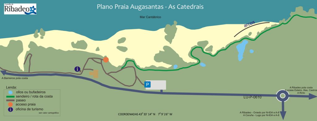 Mapa para visitar la Playa de Las Catedrales